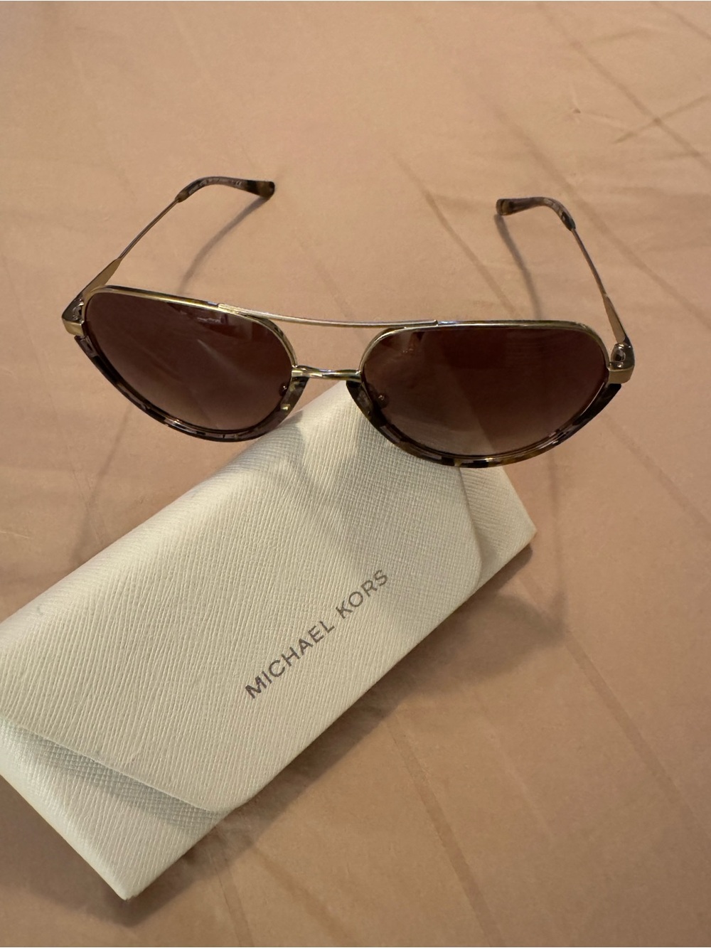 Michael Kors Tortoiseshell Aviator Sunglasses with Brown Gradient Lenses